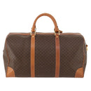 CELINE Macadam Canvas Boston Bag PVC Leather Brown Gold Auth 174501-2