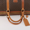 CELINE Macadam Canvas Boston Bag PVC Leather Brown Gold Auth 174501-7