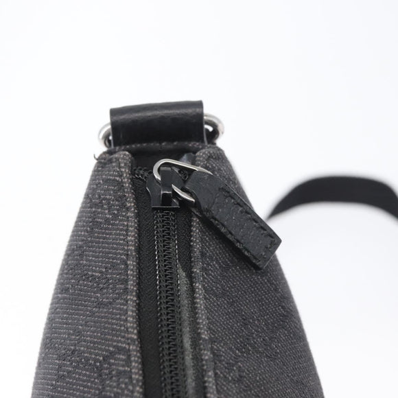 GUCCI GG Canvas Shoulder Bag Black Silver 374414 Auth 174510