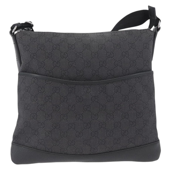 GUCCI GG Canvas Shoulder Bag Black Silver 374414 Auth 174510