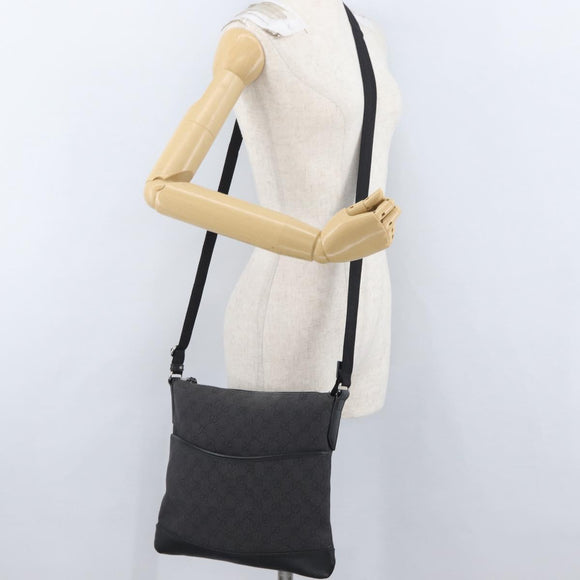 GUCCI GG Canvas Shoulder Bag Black Silver 374414 Auth 174510
