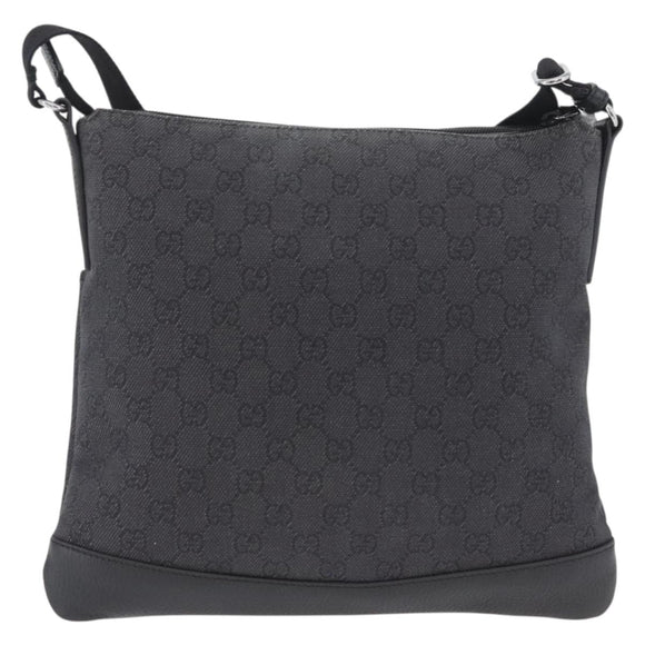 GUCCI GG Canvas Shoulder Bag Black Silver 374414 Auth 174510