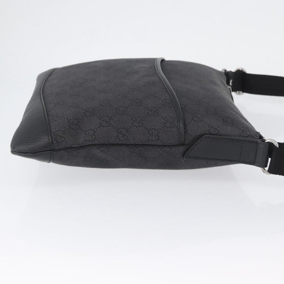 GUCCI GG Canvas Shoulder Bag Black Silver 374414 Auth 174510