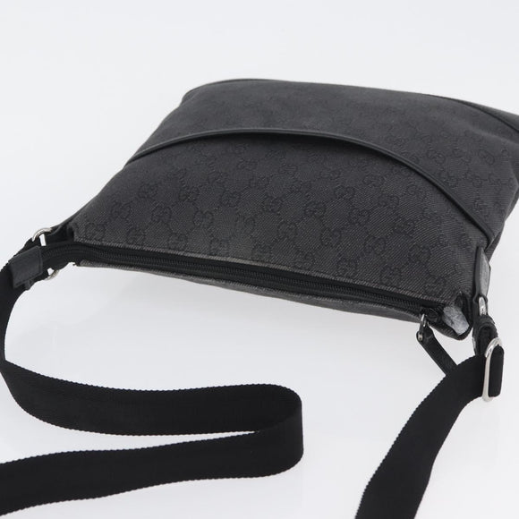 GUCCI GG Canvas Shoulder Bag Black Silver 374414 Auth 174510