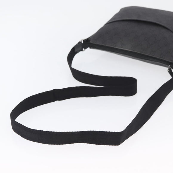 GUCCI GG Canvas Shoulder Bag Black Silver 374414 Auth 174510