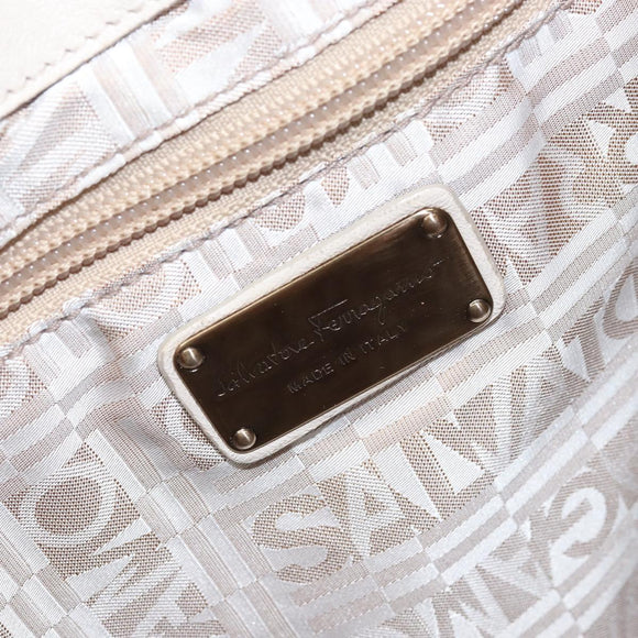 Salvatore Ferragamo Gancini Hand Bag Leather Ivory Auth 174511