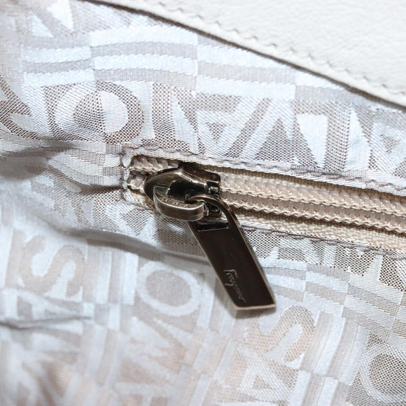 Salvatore Ferragamo Gancini Hand Bag Leather Ivory Auth 174511