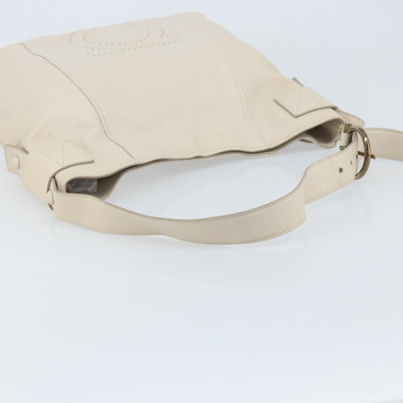 Salvatore Ferragamo Gancini Hand Bag Leather Ivory Auth 174511