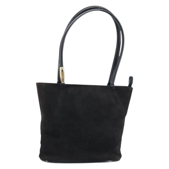 GUCCI Hand Bag Suede Black Gold 002 2122 0465 Auth 174512