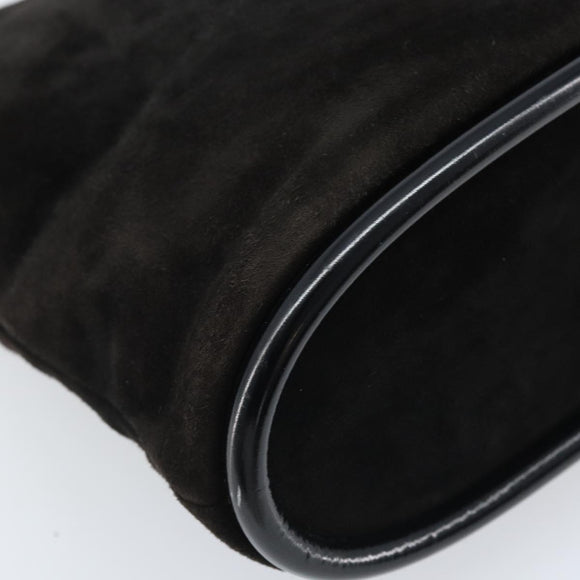 GUCCI Hand Bag Suede Black Gold 002 2122 0465 Auth 174512