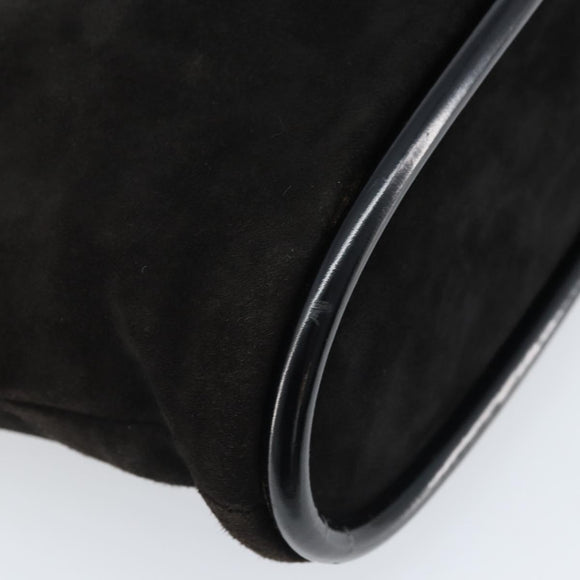 GUCCI Hand Bag Suede Black Gold 002 2122 0465 Auth 174512