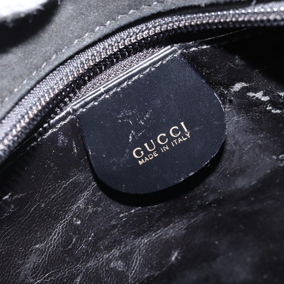 GUCCI Hand Bag Suede Black Gold 002 2122 0465 Auth 174512