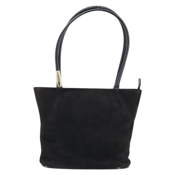 GUCCI Hand Bag Suede Black Gold 002 2122 0465 Auth 174512