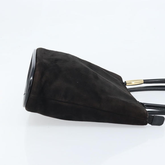 GUCCI Hand Bag Suede Black Gold 002 2122 0465 Auth 174512