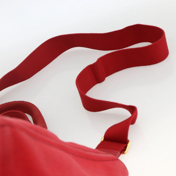 PRADA Canapa GM Hand Bag Canvas 2way Red Gold Auth 174514