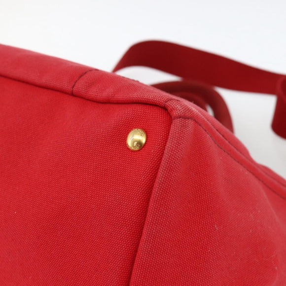 PRADA Canapa GM Hand Bag Canvas 2way Red Gold Auth 174514