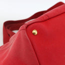 PRADA Canapa GM Hand Bag Canvas 2way Red Gold Auth 174514-13