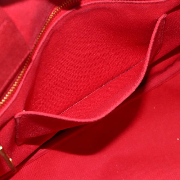 PRADA Canapa GM Hand Bag Canvas 2way Red Gold Auth 174514