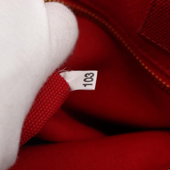 PRADA Canapa GM Hand Bag Canvas 2way Red Gold Auth 174514