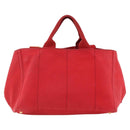 PRADA Canapa GM Hand Bag Canvas 2way Red Gold Auth 174514-3