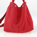 PRADA Canapa GM Hand Bag Canvas 2way Red Gold Auth 174514-5