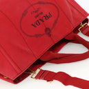 PRADA Canapa GM Hand Bag Canvas 2way Red Gold Auth 174514-6