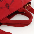 PRADA Canapa GM Hand Bag Canvas 2way Red Gold Auth 174514-7