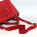 PRADA Canapa GM Hand Bag Canvas 2way Red Gold Auth 174514-9