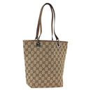 GUCCI GG Canvas Tote Bag Beige Silver 31244 Auth 174516-1