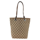 GUCCI GG Canvas Tote Bag Beige Silver 31244 Auth 174516-2