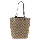 GUCCI GG Canvas Tote Bag Beige Silver 31244 Auth 174516-3
