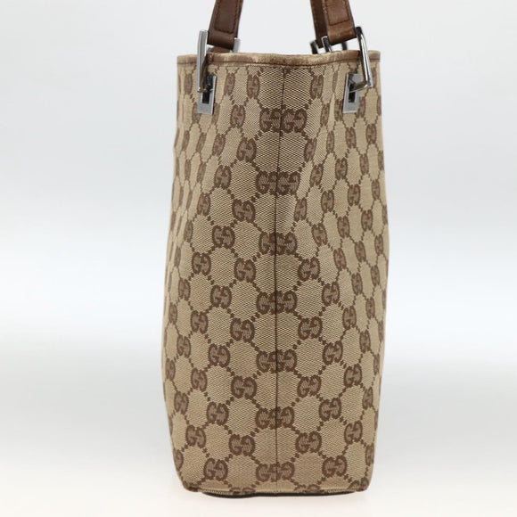 GUCCI GG Canvas Tote Bag Beige Silver 31244 Auth 174516