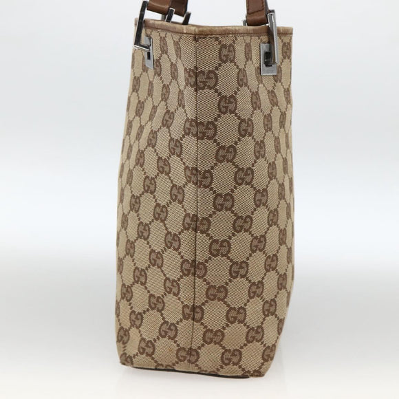GUCCI GG Canvas Tote Bag Beige Silver 31244 Auth 174516