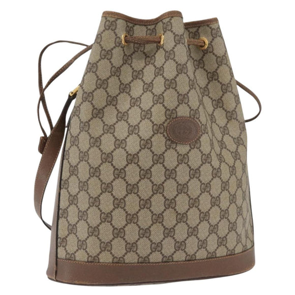 GUCCI GG Supreme Purse Shoulder Bag PVC Beige Gold 001 58 6850 Auth 174519