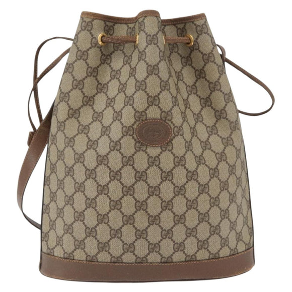 GUCCI GG Supreme Purse Shoulder Bag PVC Beige Gold 001 58 6850 Auth 174519