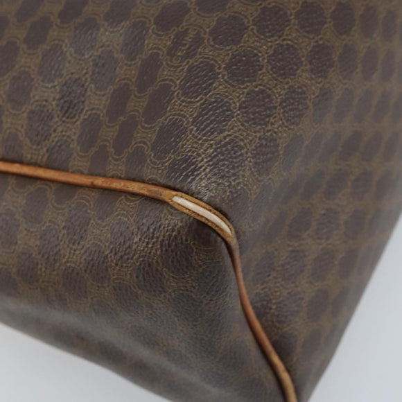 CELINE Macadam Canvas Hand Bag PVC Leather Brown Gold Auth 174520