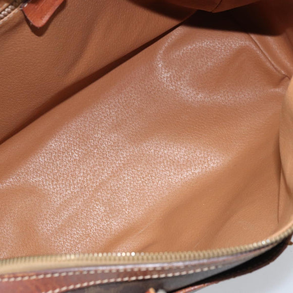 CELINE Macadam Canvas Hand Bag PVC Leather Brown Gold Auth 174520