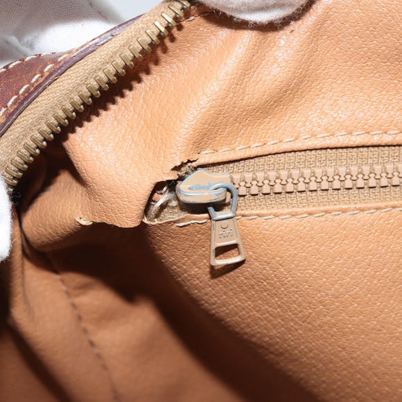 CELINE Macadam Canvas Hand Bag PVC Leather Brown Gold Auth 174520