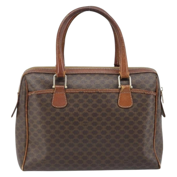 CELINE Macadam Canvas Hand Bag PVC Leather Brown Gold Auth 174520