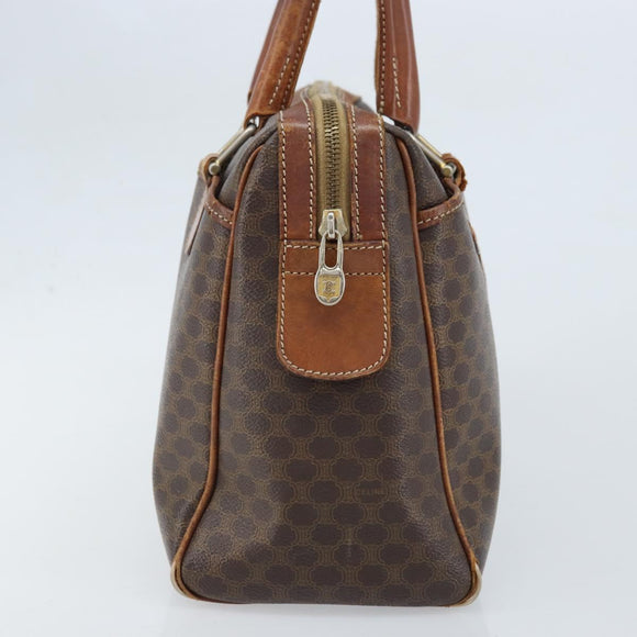 CELINE Macadam Canvas Hand Bag PVC Leather Brown Gold Auth 174520