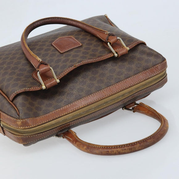 CELINE Macadam Canvas Hand Bag PVC Leather Brown Gold Auth 174520