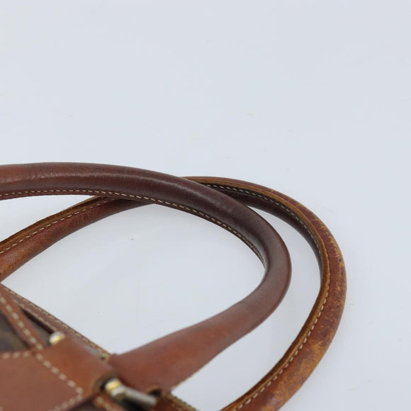 CELINE Macadam Canvas Hand Bag PVC Leather Brown Gold Auth 174520