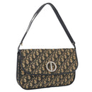 Christian Dior Trotter Canvas Shoulder Bag Navy Gold Auth 174528-1