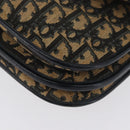 Christian Dior Trotter Canvas Shoulder Bag Navy Gold Auth 174528-14
