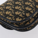 Christian Dior Trotter Canvas Shoulder Bag Navy Gold Auth 174528-15