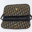 Christian Dior Trotter Canvas Shoulder Bag Navy Gold Auth 174528-11