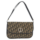 Christian Dior Trotter Canvas Shoulder Bag Navy Gold Auth 174528-13
