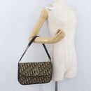 Christian Dior Trotter Canvas Shoulder Bag Navy Gold Auth 174528-24