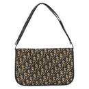 Christian Dior Trotter Canvas Shoulder Bag Navy Gold Auth 174528-2