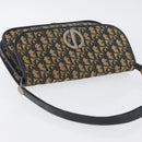 Christian Dior Trotter Canvas Shoulder Bag Navy Gold Auth 174528-6
